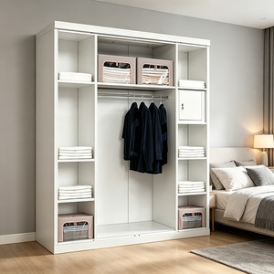 <span class=keywords><strong>Armadio</strong></span> in Vetro <span class=keywords><strong>con</strong></span> 4 Ante, Design Moderno in Metallo, Guardaroba in Acciaio per Vestiti, Lemari Pakaian - Product Image 4