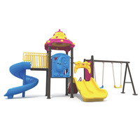 Aire de jeux extérieure en plastique pour enfants avec toboggans en spirale et doubles toboggans droits, marque Starsky