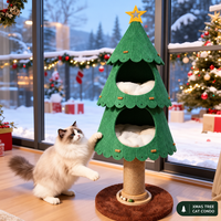 Arbre à chat de Noël en feutre et lin, écologique, facile à assembler, design intime – Bestseller transfrontalier pour la maison, style réparateur