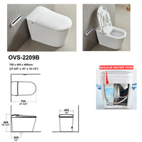 WC intelligent de luxe certifié CUPC ETL avec réservoir d'eau intégré, chasse d'eau automatique, bidet en céramique monobloc