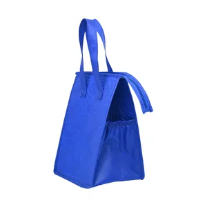 Vente chaude Épicerie Livraison De Nourriture Non-Tissé Cool Carry Non Tissé Pliable Déjeuner Glacière Sac Pour La Nourriture