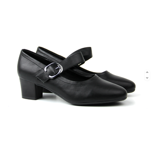 Zapatos Planos Mary Jane de Cuero Genuino Negro con Cierre de Hebilla de Una Sola Correa, Punta Cerrada, Cómodos para Mujer, para Todas las Temporadas - Product Image 3