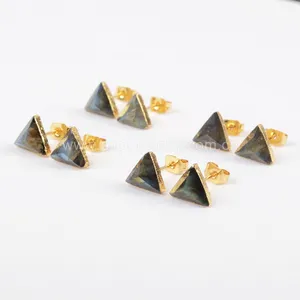 G1300 China Wholesale faceted Labradorite stud earrings Natual stone earrings wholesale