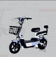 Vélo électrique de ville 350W 48V pour adultes, 14 pouces, 2 places, batterie au plomb-acide 10,5Ah, moteur à moyeu arrière avec capteur