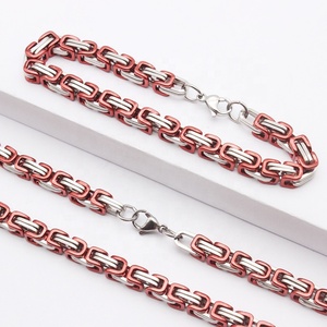 Collar de Cadena Bizantina de Titanio para Niños al por Mayor, Chapado en Oro de 18K y Platino, Colores Rojo, Arcoíris, Negro y Azul, Ideal para Aniversarios - Product Image 5