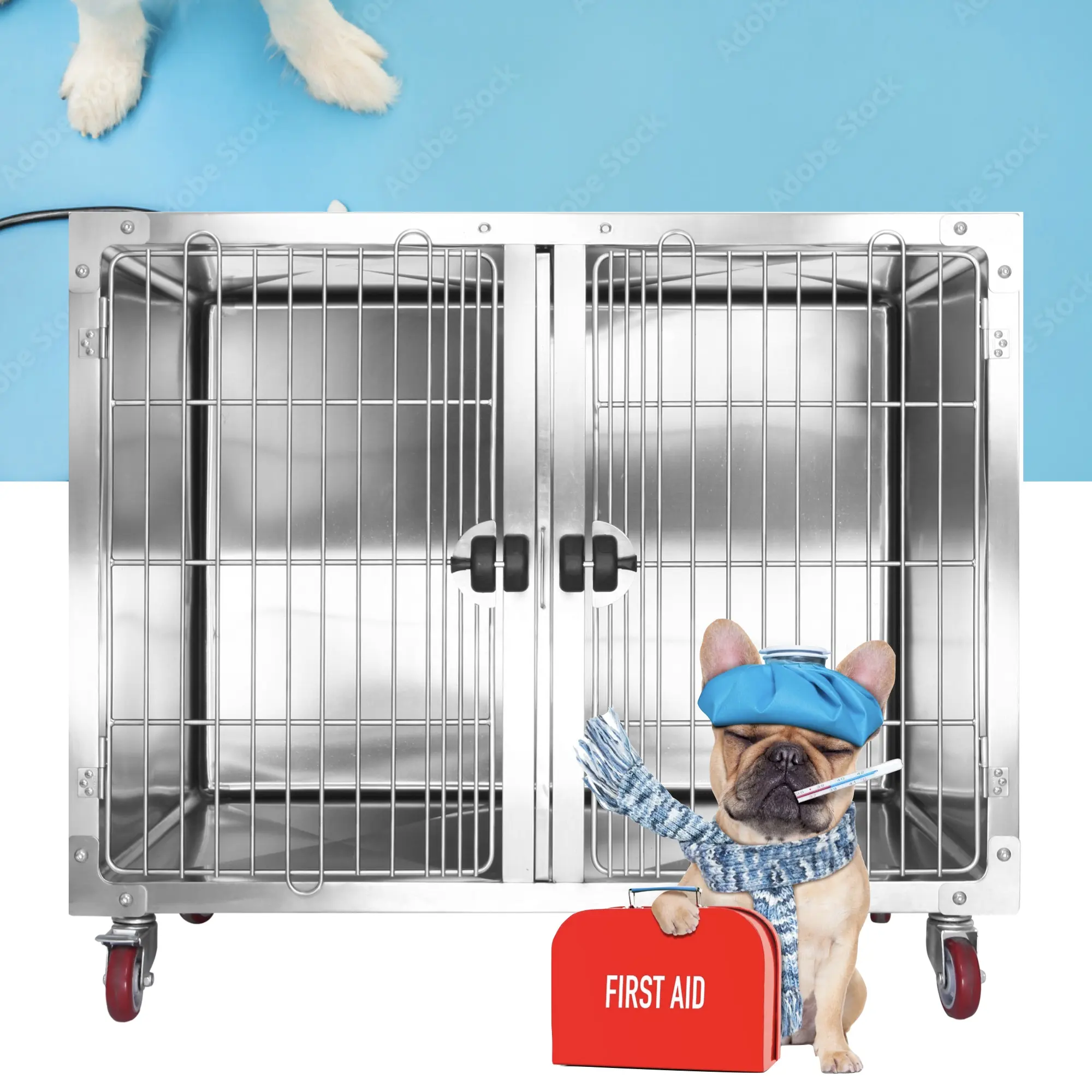 Petsproofing High Quality Multifunctional Small Steel Kennel Crate for Dogs Veterinary Modular Vet Cage for Animal Grooming