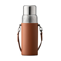 Thermos en titane pur à double paroi isolé sous vide, avec couvercle à ouverture rapide, grande capacité, pour utilisation en voiture, pour le thé