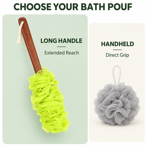 Ebony Wood Long Handle Bath Brush with Hanging Rope Mesh Pouf Ball Body Back Scrubber for <strong>Shower</strong> Exfoliating Daily Skin Care - Product Image 6