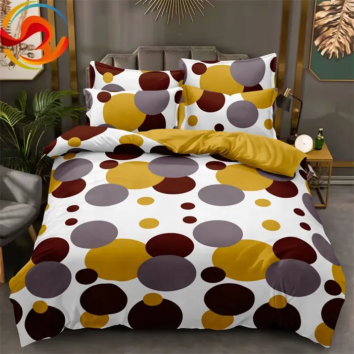 4 piece bedsheet bedding set complete polyester bed sheets Geometric bedding set