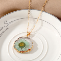 Accessoire de mode époxy véritable fleur pendentif collier Transparent Style pastoral Simple bijoux fleur collier
