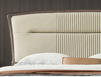 Lit double en cuir et velours de style chinois de la série Muyun avec fonction massage, ensemble de chambre à coucher pour appartement et hôtel