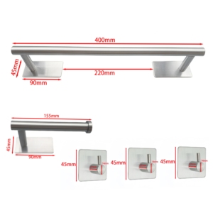Ensemble <span class=keywords><strong>de</strong></span> barres porte-serviettes en acier inoxydable SUS304 <span class=keywords><strong>de</strong></span> style moderne, installation facile, <span class=keywords><strong>pour</strong></span> hôtel, 40 cm, sans perçage, <span class=keywords><strong>pour</strong></span> <span class=keywords><strong>salle</strong></span> <span class=keywords><strong>de</strong></span> <span class=keywords><strong>bain</strong></span> - Product Image 4