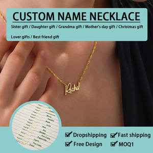 Joyería personalizada pareja 14K 18K chapado en oro personalizado nombre letra inicial collar de acero inoxidable para regalo de aniversario - Product Image 4