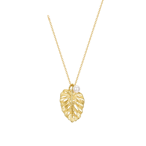 Exquisite High-End gebürstete Blatt Zirkon Anhänger Halskette Frauen Französisch <span class=keywords><strong>Retro</strong></span>-Stil S925 Silber vergoldet Choker Light Luxus - Product Image 1