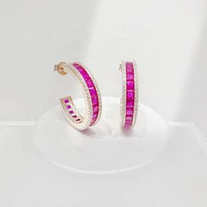 Prix usine boucles d'oreilles en argent 925 massif, best-seller, avec pierres, style mode délicat, rétro CC, émeraude et zircone colorée - Product Image 2