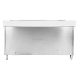 Stainless Steel Commercial <b>Sink</b> Cabinet with 2 Right Bowls Sliding Doors Backsplash Adjustable Feet for Catering - Product Image 2