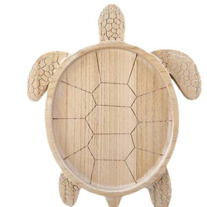 Turtle Shaped Wooden <b>Tray</b> With Raised Edge For Bathroom <b>Storage</b> Bohemian Style - Product Image 2