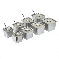 Pot carré en acier inoxydable pour confiture, conteneur commercial pour garnitures de thé au lait, pot à épices de cuisine domestique épaissi avec couvercle, design moderne