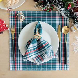 <span class=keywords><strong>Serviettes</strong></span> en tissu carrées en <span class=keywords><strong>coton</strong></span> pour événement personnalisé décoratif <span class=keywords><strong>à</strong></span> <span class=keywords><strong>carreaux</strong></span> vert foncé <span class=keywords><strong>de</strong></span> Noël pour la maison - Product Image 2