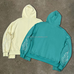 Sweat à capuche en molleton de coton 500 g/m², doublé de satin, fermeture éclair, sweat à capuche surdimensionné avec patchwork personnalisé, broderie, fermeture éclair - Product Image 2