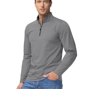 Chemises de golf légères pour hommes, doublées, en tissu chiné, à manches longues, avec fermeture éclair 1/4, pour l'été, logo personnalisé - Product Image 2