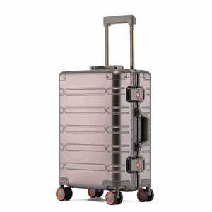All Aluminum Trolley Case 20 24 29 Inch Metal Suitcase <b>With</b> <b>Lock</b> Spinner <b>Wheels</b> For Business Travel Men Rose Gold - Product Image 4