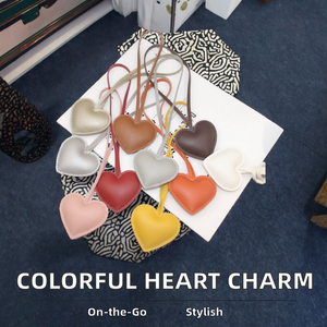 Изысканная многоцветная Подвеска из искусственной кожи в форме сердца, легкая креативная милая сумка, аксессуары с цепочкой для ключей - Product Image 3