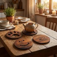 Sous-plats en bois découpés au laser sur mesure - Sous-plats ronds antidérapants résistants à la chaleur, isolants thermiquement, pour la cuisine, vente en gros