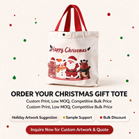 Sac fourre-tout en toile de Noël MIJIAO, 6-20 oz, tissu épais, imprimé festif Père Noël, réutilisable, ouverture supérieure, supporte la personnalisation OEM et la couleur personnalisée