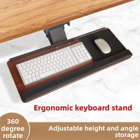Support de clavier en bois avec rail coulissant, multifonctionnel et réglable, pour bureau d'ordinateur, avec support ergonomique pour souris