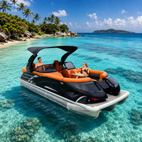 Bateau ponton tri-toon en aluminium et fibre de verre haute performance de 22 pieds - Pêche sportive - 12 personnes - Arche électrique - Moteur approuvé CE - Remorque
