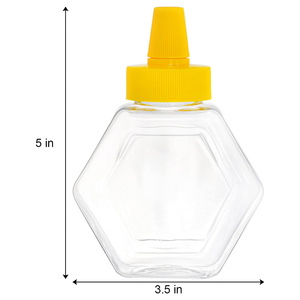 Hexagonal Modern Plastic Food Grade Honey Squeeze <b>Bottle</b> <b>with</b> Screen Printing <b>Flip</b> <b>Top</b> 200ml for Jelly and Candy 100pcs - Product Image 2