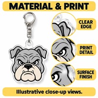 Porte-clés personnalisés en acrylique, lot de 6, mascotte urbaine, Panthère noire, Bouledogue, Aigle, Lion, Tigre, impression UV double face, vente en gros