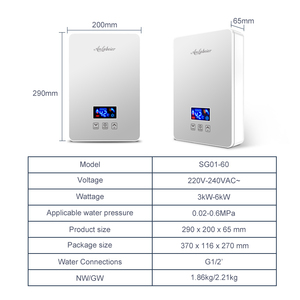 Calentador de Agua Instantáneo sin Tanque de 6kW, Sistema de Agua Caliente Instantánea con Pantalla LED, Calentador Ecológico para Ducha, Baño y Cocina - Product Image 4