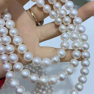Zhuji-collar de perlas redondas naturales para mujer, cadena de perlas de agua dulce a precio de fábrica