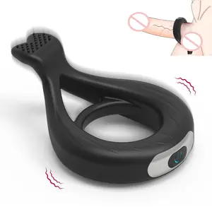 Anneau de pénis d'élargissement de vibrateur sexuel en caoutchouc de silicone rechargeable par USB pour le sexe d'hommes