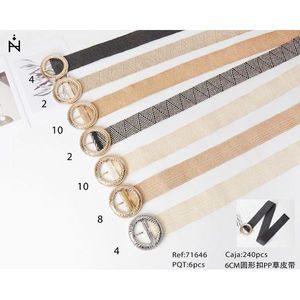 Cintura Angelina con Fibbia Rotonda da 6 Cm in PP Intrecciato per Donna, Accessori Moda - Product Image 1