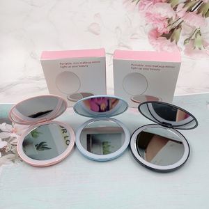 Portable Foldable Small Hand Held <b>Led</b> Mirror Travel Folding <b>Light</b> Fold Makeup Trifold Purse Cosmetic Mirror - Product Image 5
