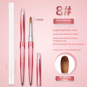 Professional Beauty Salon Acrylic <b>Brush</b> Kolinsky High Quality Powder Nail <b>Brush</b> 100% Kolinsky Hair with Custom Logo Metal Handle - Product Image 5