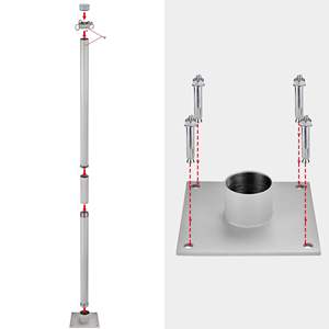 เสาตั้งผ้าใบกันแดด DB Sun Sail ขนาด 8 ฟุต สีเงิน ทำจาก HDPE โพลีเอสเตอร์ ป้องกันรังสียูวี สำหรับใช้กลางแจ้ง - Product Image 4