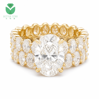 Betterstar Ovaler Labor-Diamant Klassischer Doppelreihiger Statement-Verlobungsring 4 Krappen 14K 18K Gelbgold D VVS IGI Damen
