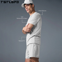 T-shirt de sport pour homme en coton de bambou, tricoté, col rond, séchage rapide, écologique, durable, de haute qualité, personnalisé