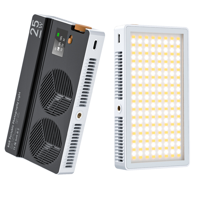 LED Video Light 25W Bi-Color Portable Light Panel for Photography CRI 96+/TLCI 97+ Built-in Fans Support PD Fast Charge
