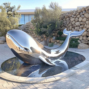 Grande sculpture d'animal en métal pour décoration extérieure BLVE, sculpture de <span class=keywords><strong>baleine</strong></span> creuse en acier inoxydable poli miroir - Product Image 4
