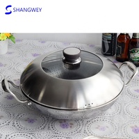 34cm Plus Grande Taille Marmite Ensembles 3 Couches En Acier Inoxydable Antiadhésif Poêle Wok