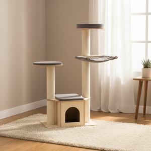 ต้นไม้แมวแบบโมดูลาร์หรูหรา YOUME <span class=keywords><strong>ทำ</strong></span>จากไม้เบิร์ชและไม้อัด พร้อมเสาป่านศรนารายณ์  หมอนรองนั่งซักได้ แข็งแรงทนทาน ได้รับการรับรองมาตรฐาน ISO และ BSCI - Product Image 1