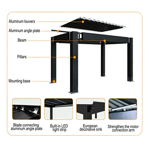 Pergola en aluminium pour l'extérieur, pergola bioclimatique motorisée en aluminium, <span class=keywords><strong>abri</strong></span> <span class=keywords><strong>de</strong></span> <span class=keywords><strong>jardin</strong></span> pour patio <span class=keywords><strong>6x3</strong></span> - Product Image 5