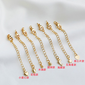 Délicat 14k plaqué or <span class=keywords><strong>laiton</strong></span> coeur goutte fin fermoir <span class=keywords><strong>bijoux</strong></span> à bricoler soi-même fermoir mousqueton accessoires <span class=keywords><strong>de</strong></span> haute qualité <span class=keywords><strong>bijoux</strong></span> chaînes d'extension - Product Image 3