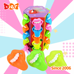 Caramelos al por mayor etiqueta privada personalizada dibujos animados divertidos en forma de boca dulce con sabor a fruta remolino piruleta niños caramelo juguete OEM - Product Image 2