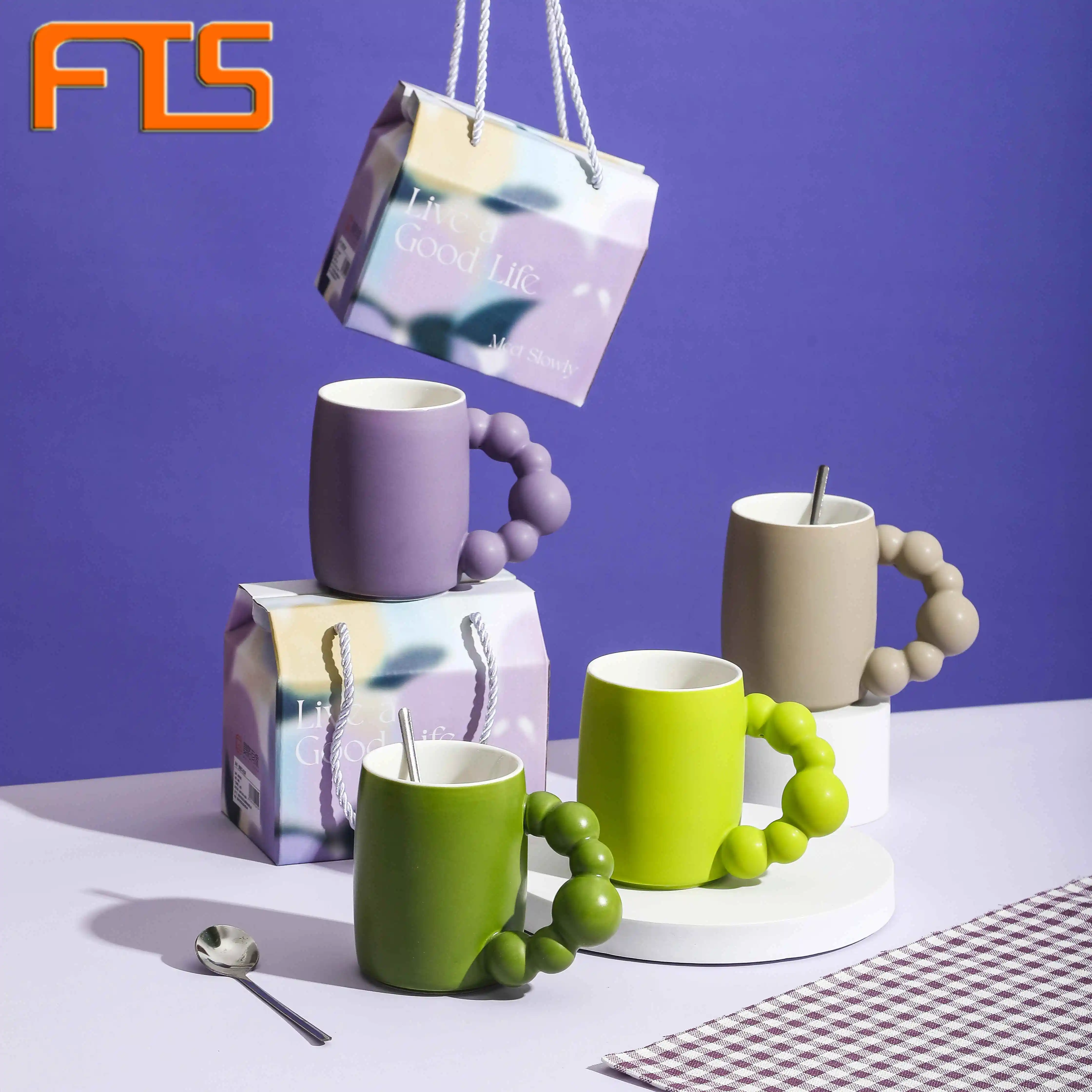 FTS gốm cốc cà phê phong cách tùy chỉnh gốm sáng tạo dễ thương nhà sản xuất hiện đại hình dạng gốm Mug